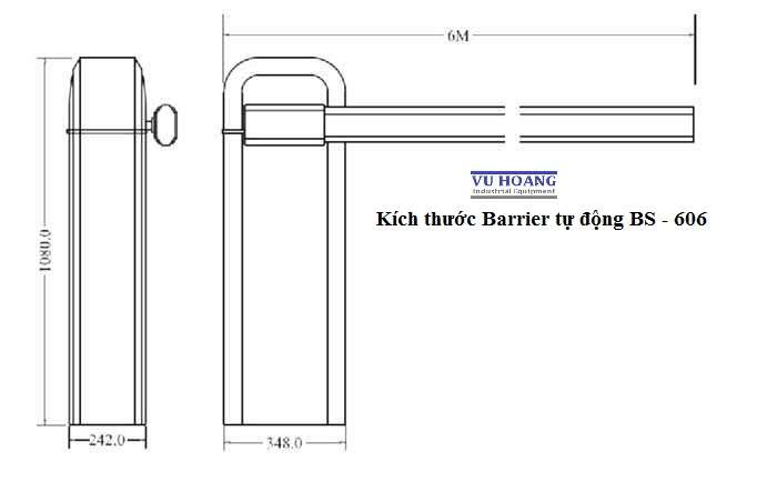 Kích thước Barrier tự động BS-606 