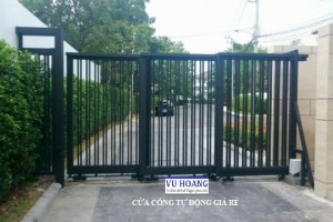 Cổng sắt lùa 2 cánh tự động